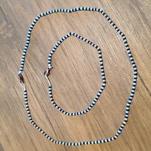 Beaded Choker & Bracelet, Zebra 🤍🖤